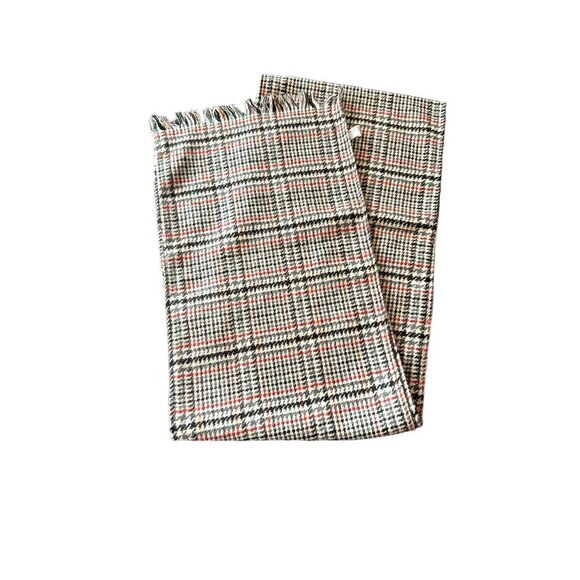 Evan Picone Black Gray Red Houndstooth Wool Blend Muffler Scarf - Picture 6 of 6